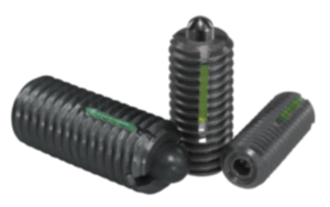Federnde Druckstücke mit Innensechskant und Druckstift, Stahl, mit Gewindesicherung Federnde Druckstücke mit Innensechskant und Druckstift, Stahl, mit Gewindesicherung