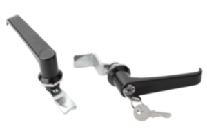 Drehriegel mit L-Griff aus Zink, Gehäusedurchmesser 32 mm Drehriegel mit L-Griff aus Zink, Gehäusedurchmesser 32 mm