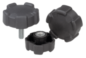 Fünfsterngriffe Kunststoff, Gewindeeinsatz Messing oder Stahl Fünfsterngriffe Kunststoff, Gewindeeinsatz Messing oder Stahl