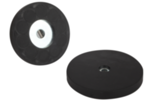 Magnete mit Bohrung (Flachgreifer) aus NdFeB, mit Gummischutzmantel Magnete mit Bohrung (Flachgreifer) aus NdFeB, mit Gummischutzmantel