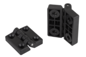 Scharniere aus Kunststoff mit Befestigungsbohrung Scharniere aus Kunststoff mit Befestigungsbohrung