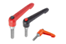 Klemmhebel mit Druckknopf mit Außengewinde, Stahlteile aus Edelstahl
