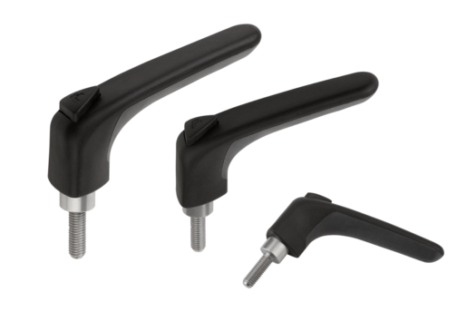 Klemmhebel ergonomisch mit Außengewinde, Stahlteile aus Edelstahl
